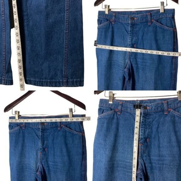 1970s Faded Glory by Appendagez Wide Leg Blue Jeans 100% Cotton Denim Jr Size 34 - Picture 4 of 16